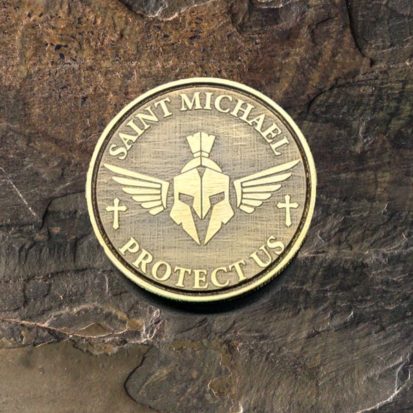 Saint Michael EDC Engraved Solid Brass Coin Hand Finished