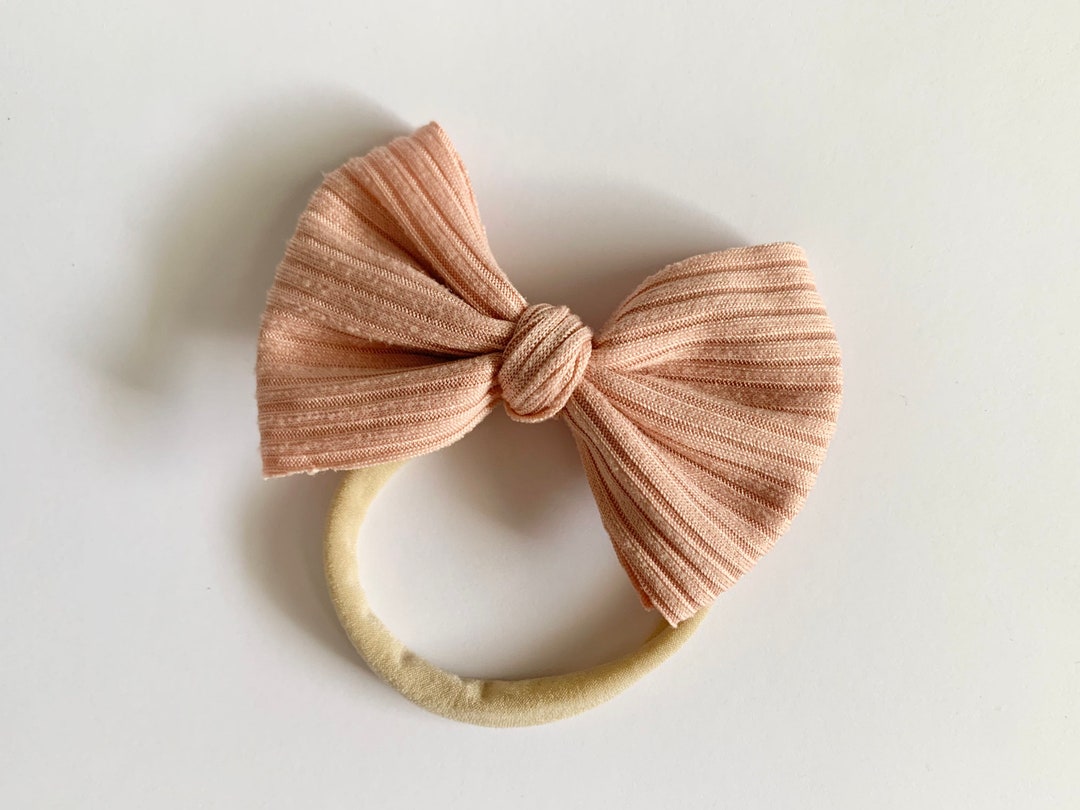Blush Hair Bow Knit for Newborn Soft Baby Bows Knit Hair Etsy
