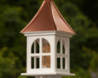 12" Square Window Bird Feeder- Copper or Patina Copper Top with PVC/Vinyl