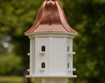 8-Hole 14" Bell Songbird House- Copper or Patina Copper Top with PVC/Vinyl
