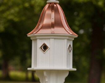 4-Hole 14" Bell Songbird House- Copper or Patina Copper Top with PVC/Vinyl