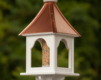 10" Square Bird Feeder- Copper or Patina Copper Top with PVC/Vinyl