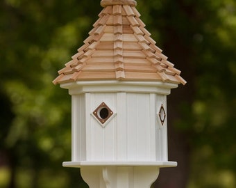 4-Hole 14" Octagon Songbird House with Copper Accents- Cypress Top with PVC/Vinyl and Finial