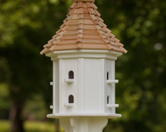 8-Hole 14" Octagon Songbird House- Cypress Top with PVC/Vinyl and Finial