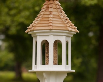 14" Octagon Bird Feeder Paneled- Cypress Top with PVC/Vinyl