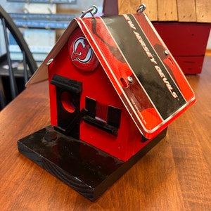 Custom New Jersey Devils License Plate Bird House- Amish Made