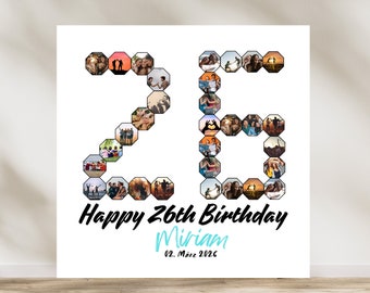 Collage photo 26e anniversaire, Cadeau d’anniversaire personnalisé, Anniversaire, Collage d’images, Canva, Cadre photo, Mur, Affiche, Photo,