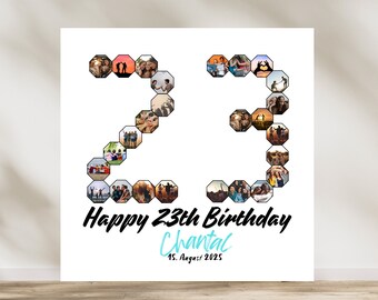 Collage photo 23e anniversaire, Cadeau d’anniversaire personnalisé, Anniversaire, Collage d’images, Canva, Cadre photo, Mur, Affiche, Photo,