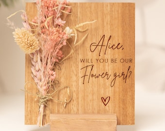 Be my Flower Girl, Will You Be My Flower Girl Proposal, Dried Flowers Bouquet, Proposal Box, Engraved Wood Proposal Real flowers gifts party