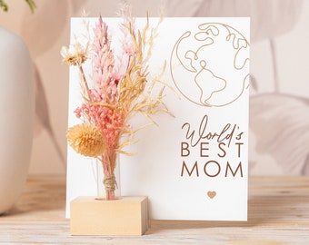 Mothers Day Gift for Mom, daughter, Dried Flower Bouquet, Flowers Gifts for Women, Mum, Vase Home Decor Floral Arrangements Personalized
