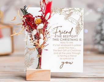 Christmas Gift for Best Friends, best Gift, Christmas Card for Friend, Dried Flowers card, Christmas Presents, Personalised Gift for Friends