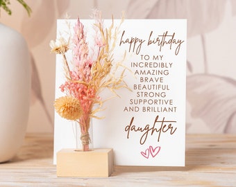 Birthday Daughter Card, Happy Birthday Daughter, Dried Flowers Bouquet, Dry flowers Box Gifts for Her, Daughter Gift, Personalised Birthday
