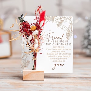 Christmas Gift for Best Friends, best Gift, Christmas Card for Friend, Dried Flowers card, Christmas Presents, Personalised Gift for Friends