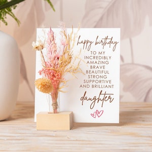 Birthday Daughter Card, Happy Birthday Daughter, Dried Flowers Bouquet, Dry flowers Box Gifts for Her, Daughter Gift, Personalised Birthday