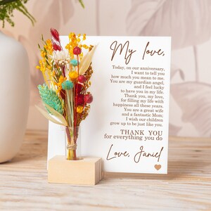 Love Letter Gift For Wife, Aniversary Gifts with Dried Flower Bouquet, Anniversary Card Vase Dry flowers box, Home Decor VALENTINES Day Gift