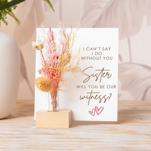 Non posso dire di farne a meno, sorella, vuoi essere la mia testimone?, scatola per proposta di matrimonio, scatola per bouquet di fiori secchi, scatola per regali per feste nuziali