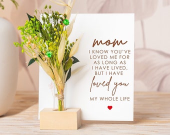 Personalized gifts for Mom, My Whole Life, Mothers Day gifts, Special Mothers Day Gifts Dried Flowers Bouquet, Gifts for Mum,Vase Home Decor