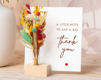 Card A Little Note To Say A Big Thank You, Leaving Card, Dried Flowers Bouquet, Best Friend Thank You, Co-worker Boss, Friend Thank You gift