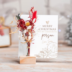 To My Favourite Person, Girlfriend Christmas Card, Wife  Christmas Gift, Husband Christmas Card, Dry Flowers Gift For Them, for Friend Xmas