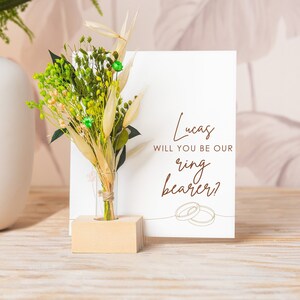 Personalised Will You Be Our Ring Bearer, Name Personalized Card for Boy Wedding Box Dried Flower Bouquet Vase Personalized wedding question