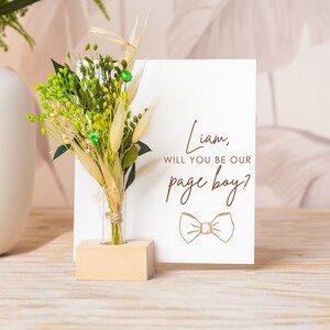 Will you be our Page Boy, Cute Page Boy Card, Personalized Proposal Box, Dried Flower Bouquet, Vase, Box with question, Proposal for Boy, XO