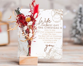 Romantic Christmas Card For Wife You are the best gift Poem Card, Christmas Gift Dried Flowers, Personalised Gift for Couple, Married Gifts