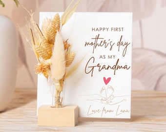 First Mothers Day As Grandma, Mothers Day Gift, Dried Flower Bouquet, Gifts for expecting, Personalised Grandma to be Gifts Card For Grandma