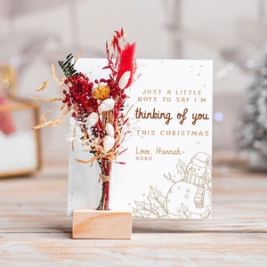 Thinking of you Christmas Gift Card For Woman, For Her, Missing you, Lestbian Christmas Gift with Dried Flowers Personalised Gift Girlfriend