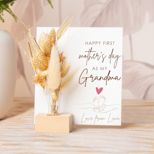 First Mothers Day As Grandma, Mothers Day Gift, Dried Flower Bouquet, Gifts for expecting, Personalised Grandma to be Gifts Card For Grandma