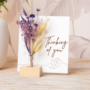 Thinking Of You, Sympathy Card, Gifts For Friend, Dried Flower Bouquet, Vase, Gifts for all, Miss You, Friendship, Love, Besties, Cute cards
