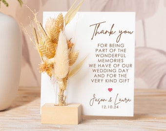 Thanks For the Wedding Gifts, Thank you Favors, Wedding Thank You Card, Guests Wedding Thank you, Party thank you  Flowers Box, Dried Flower