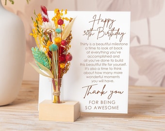Personalised Birthday Card With Poem, Thank You For Being So Awesome, Dried Flowers bouquet, Happy birthday Gift Box for Her, Cute Birthday