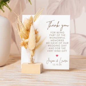 Thanks For the Wedding Gifts, Thank you Favors, Wedding Thank You Card, Guests Wedding Thank you, Party thank you  Flowers Box, Dried Flower