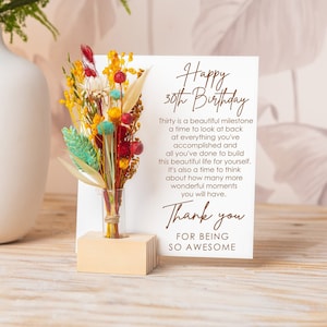 Personalised Birthday Card With Poem, Thank You For Being So Awesome, Dried Flowers bouquet, Happy birthday Gift Box for Her, Cute Birthday