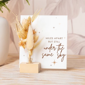 Miles Apart But Still Under The Same Sky, Valentine’s Day gifts for couple, Long Distance Gift, Dried Flower Bouquet, wood base Distance box