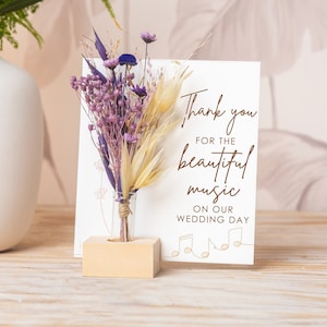 Thank You For The Beautiful Music On Our Wedding Day, Musician Wedding Play piano violin, Dried Flowers Bouquet Card, DJ Music Wedding Bride