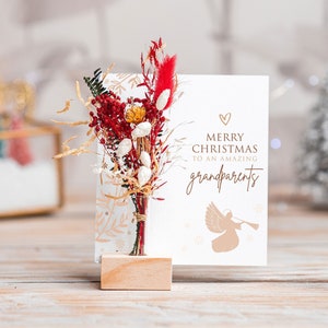 Merry Christmas To An Amazing Grandparents, Christmas Gift with Dried Flowers, Grandparents Christmas Gift, Personalised Gift for Grandma