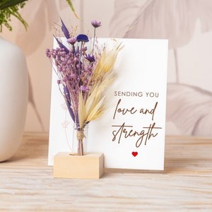 Thinking of you Card, Sending You Love and Strength, Dried Flower Bouquet, Vase, Positive, Encouragement Card For Daughter Motivational Gift
