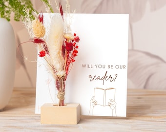Will You Be Our Reader, Will you Be Box, Personalised Gift, Wedding Request Card, Bridal Party Proposal, Dried Flower Bouquet, Home Decor