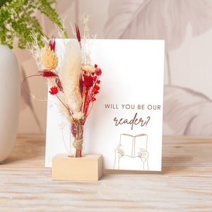 Will You Be Our Reader, Will you Be Box, Personalised Gift, Wedding Request Card, Bridal Party Proposal, Dried Flower Bouquet, Home Decor