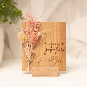 Godmother to be, Will You Be My Godmother, Godmother Proposal, Wooden Card With Dried Flowers, New Baby, Baptism, Personalised Wood Gift Box