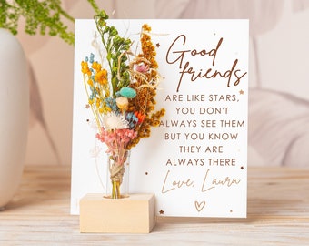 Good Friends Are Like Stars, Personalized Friends card, Best Friend Birthday, Dried Flowers Box Distance Best Friends Birthday Gifts For Her