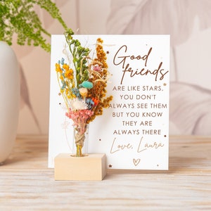 Good Friends Are Like Stars, Personalized Friends card, Best Friend Birthday, Dried Flowers Box Distance Best Friends Birthday Gifts For Her