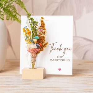 Thank You For Marrying Us, Officiant Thank You Card Dried Flowers, Marry Bouquet Wedding Thank you Cards Personalized Gift for Vicar, Priest