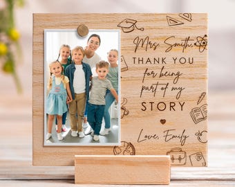 Personalized Teacher Picture Frame: Engraved Wood Thank You Gift