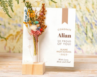 Congrats So Proud Of You, Congratulations Custom Graduation Decor, Dried Flower Bouquet, Vase, Graduation day, Well Done Daughter you did it