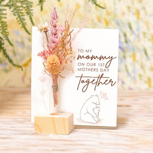 Happy First Mothers Day Together, First mothers Day Card, Special Mothers Day Gift Dried Flower Bouquet, Gifts for Women, Vase Home Decor XO