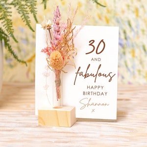 30 And Fabulous, 30th, 40th, 50th, 60th, 70th Birthday Card, Dried Flowers Box, Thirty Forty Happy birthday Gift, Personalised Birthday Card