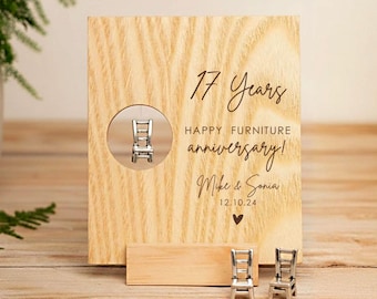 17° anniversario, regalo di mobili ricordo, biglietto in legno personalizzato, biglietto di anniversario in legno tagliato al laser personalizzato per lei e per lui, regalo di nozze