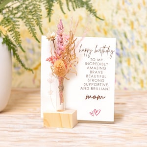 Special Mom Birthday Card, Birthday Mom , Dried Flowers Bouquet, Dry flowers Box Gifts for Her, Daughter Gift, Personalised Birthday